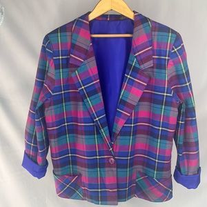 Vintage Rainbow Plaid Blazer Size S/M